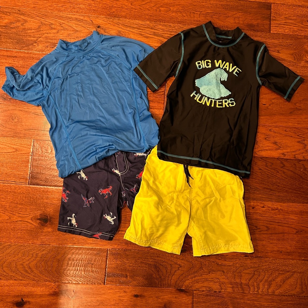 Boys Swim Set - Size 7/8 - Rashgaurds and Swim Trunks